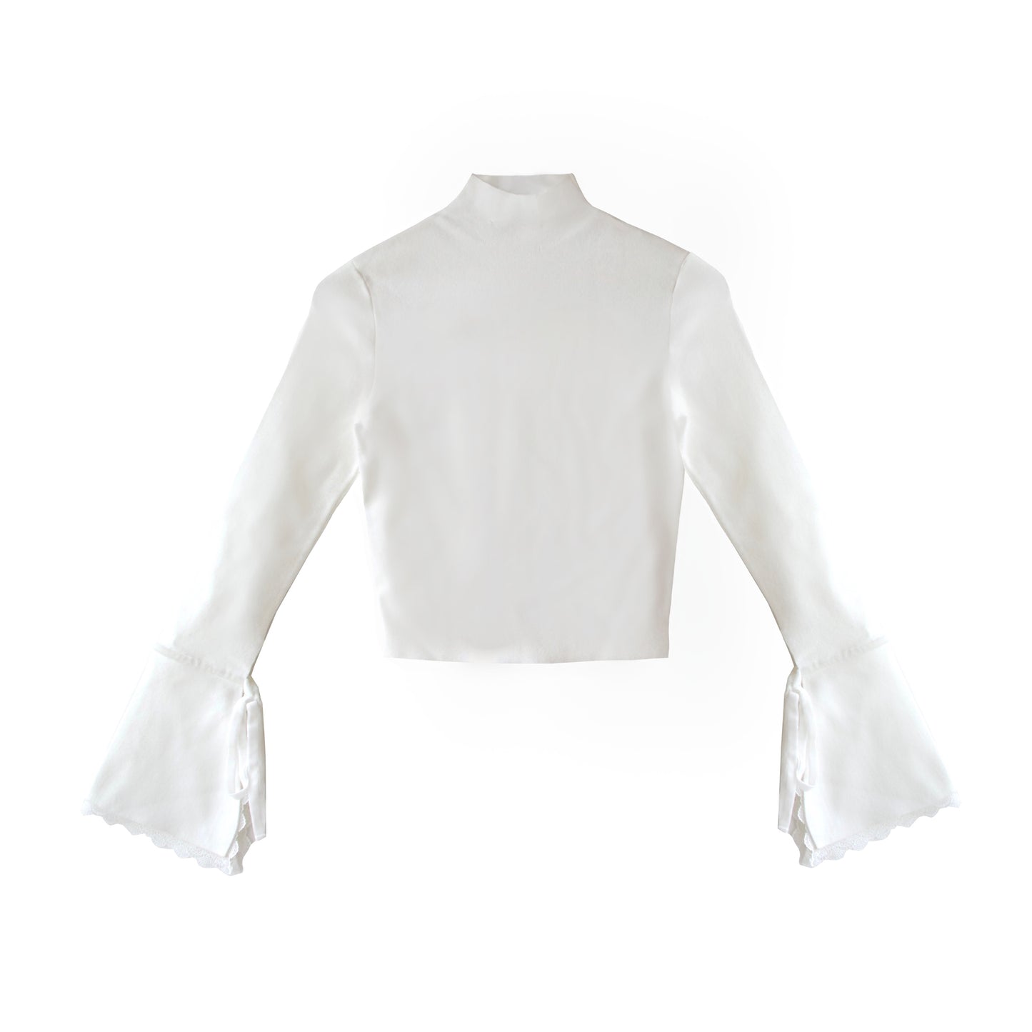 White Lace Sleeves Ribbed-knit Jumper