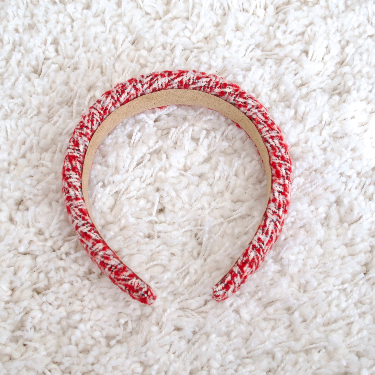Red Tweed Mixed Color Hairband Made with Luxury Fabric