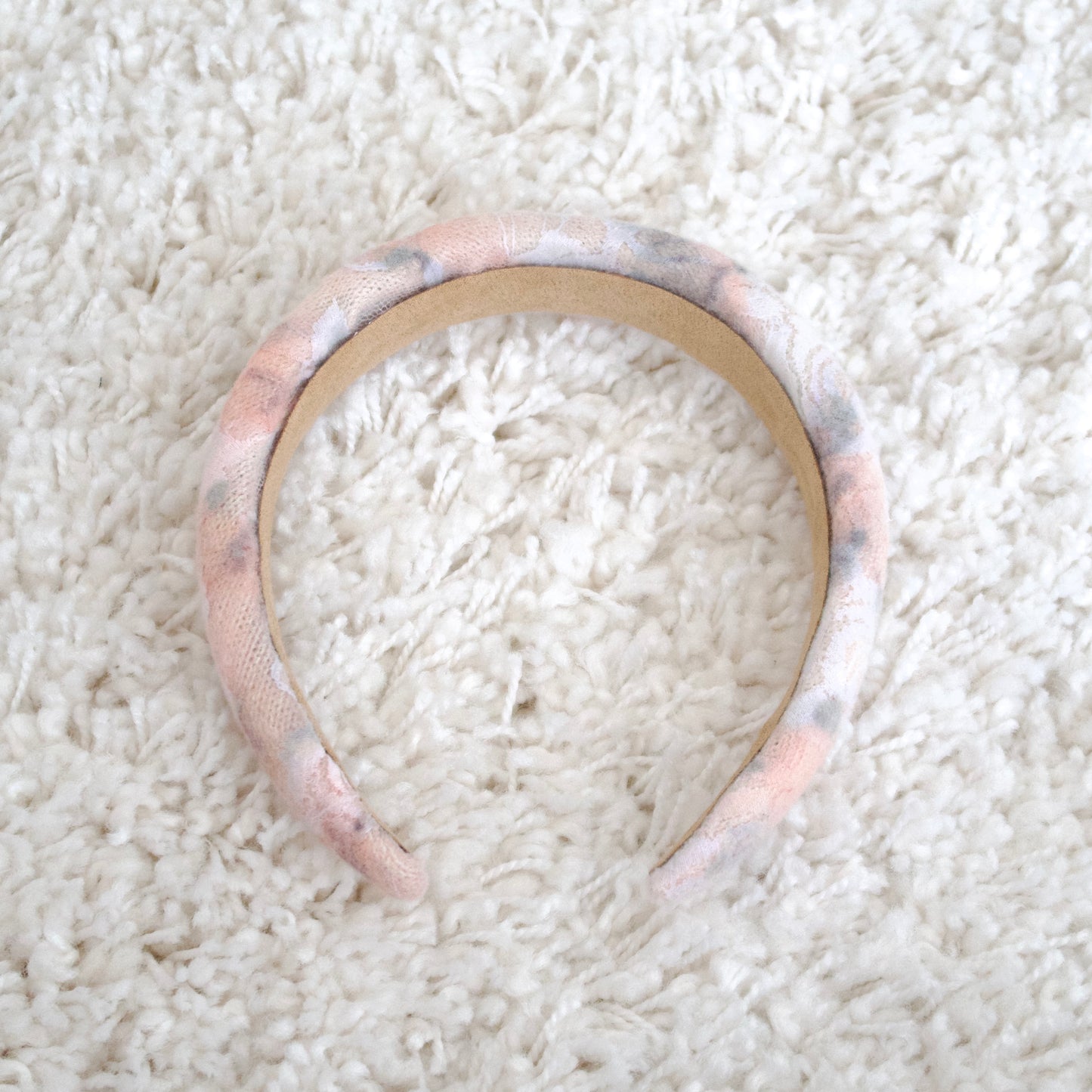 Pink Floral Lace Fused Hairband Made with Luxury Fabric