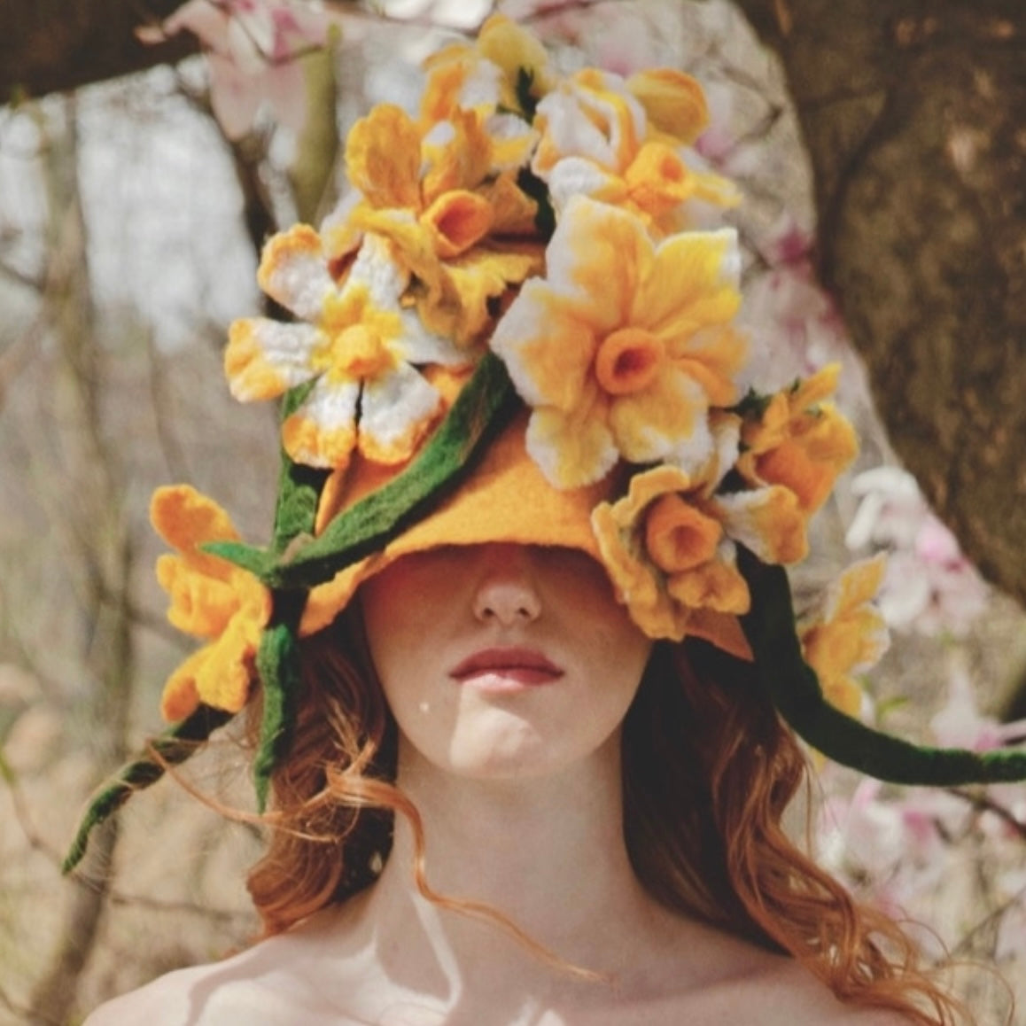 Baby Blue Flower Petals Corset Dress& Wool Felt Flower Hat