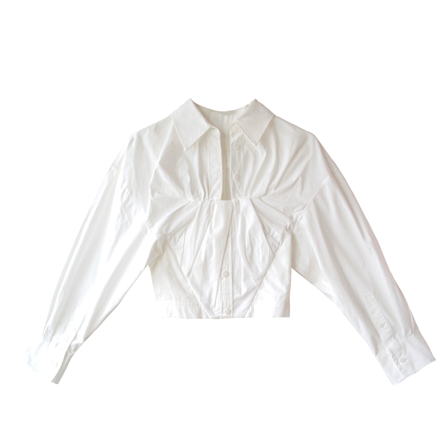 Cropped Corseted White Popeline Shirt Blouse Top