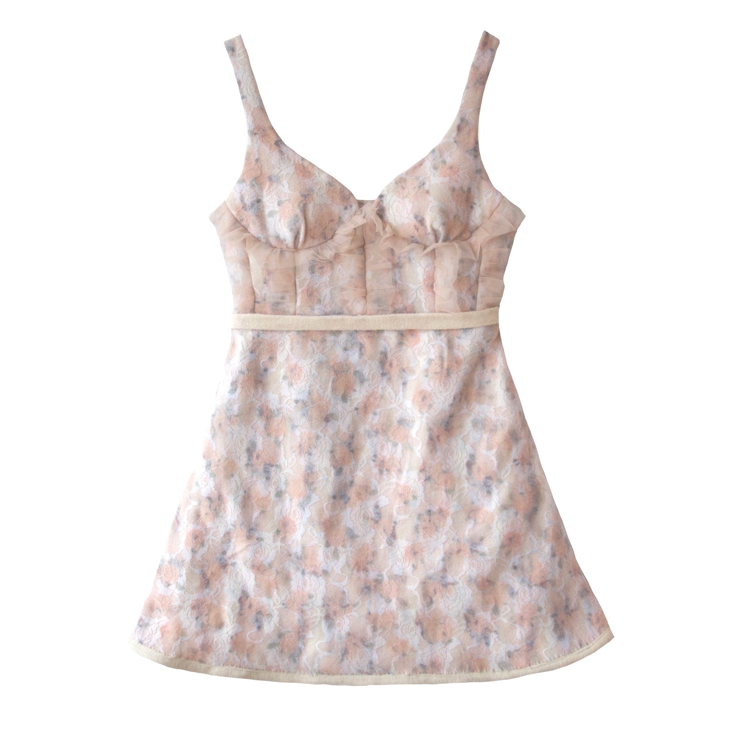 Floral Print Lace Applique A-line Minidress