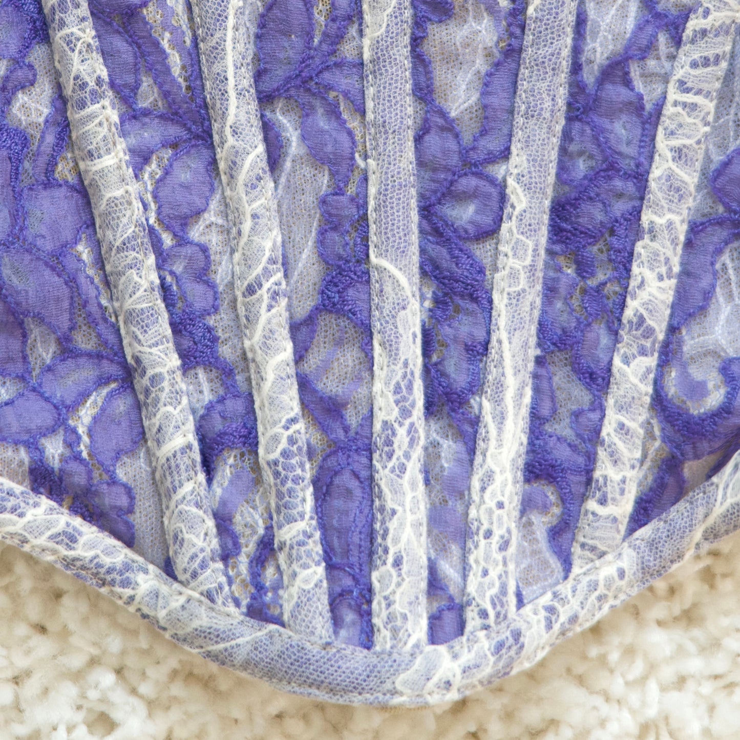 Purple Flory Lace Detailing Sheer Corset Top