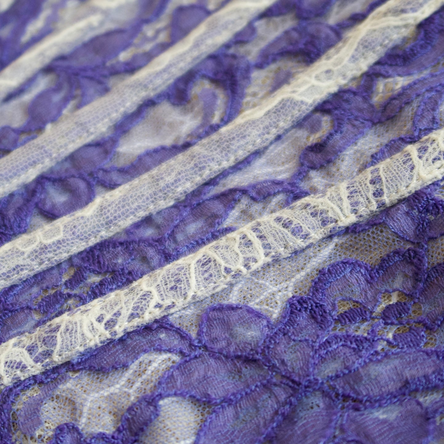 Purple Flory Lace Detailing Sheer Corset Top
