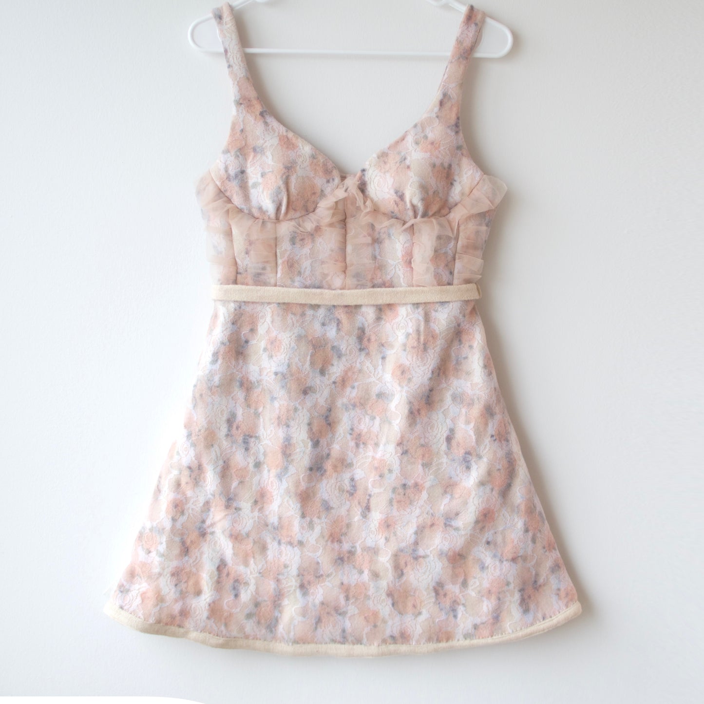 Floral Print Lace Applique A-line Minidress