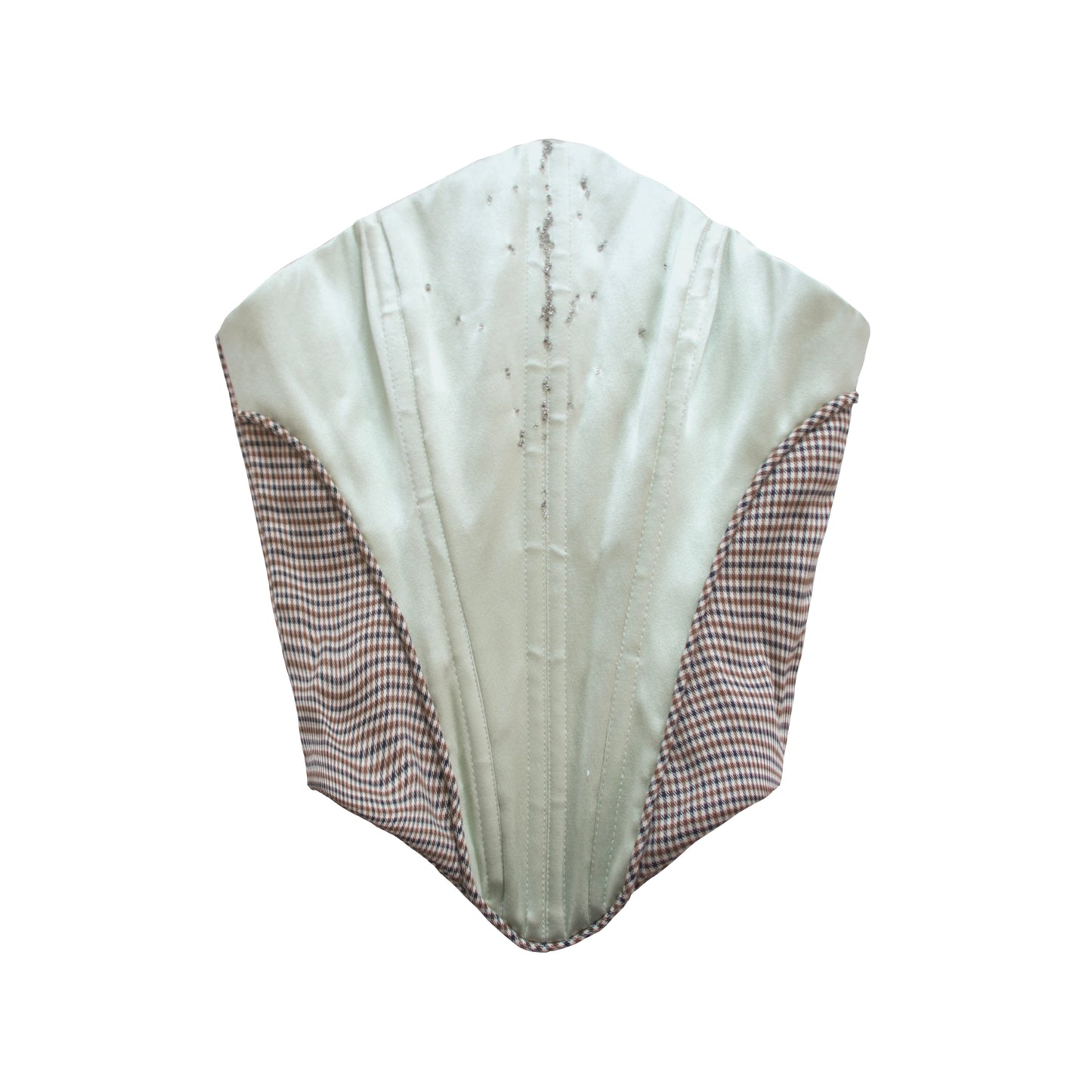 Green Silky Plaid lacing Corset Top