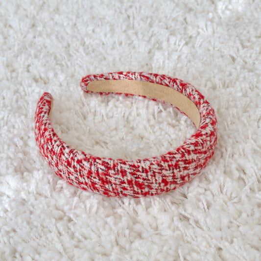 Red Tweed Mixed Color Hairband Made with Luxury Fabric
